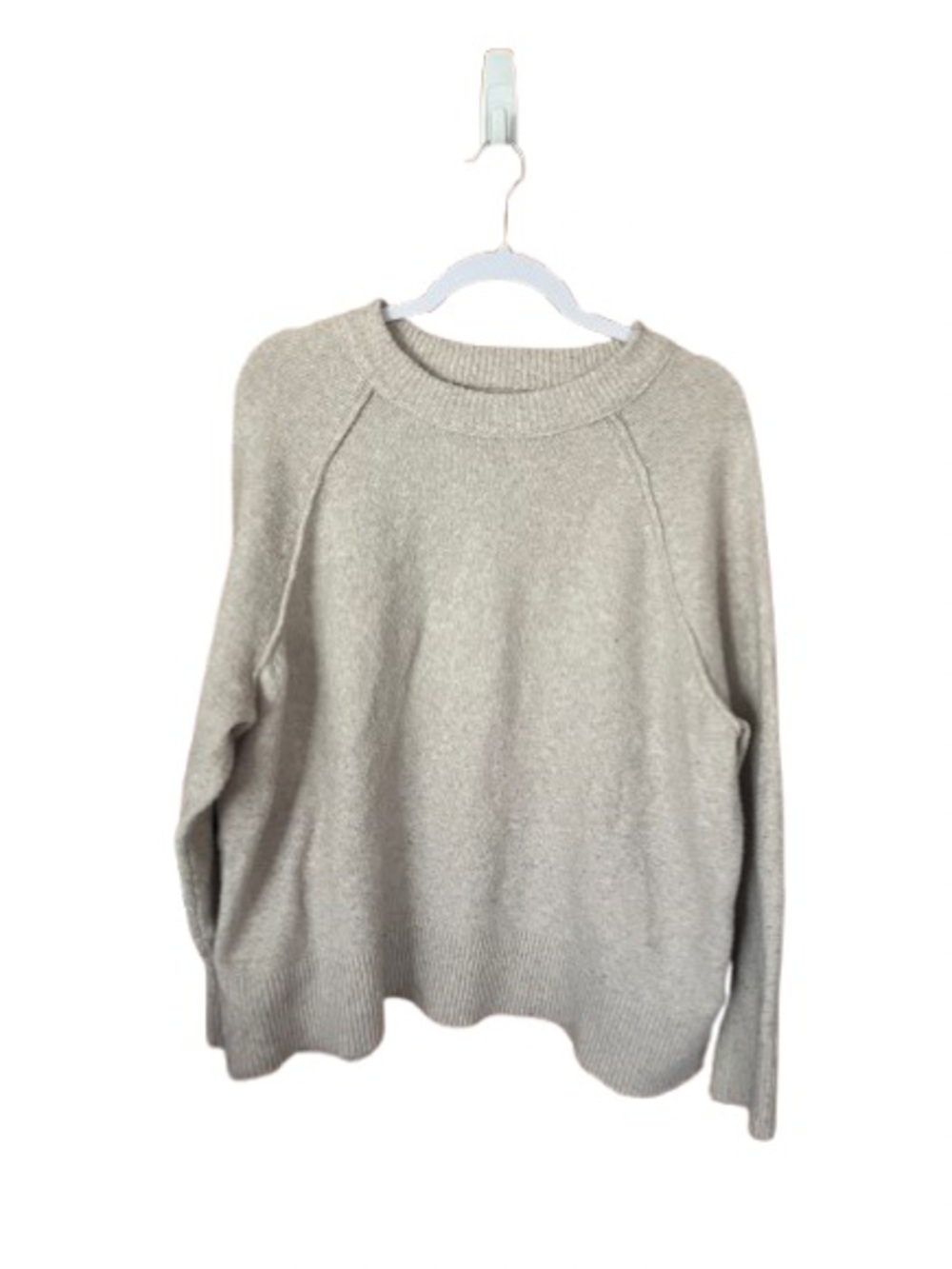 Aerie unREAL Crew Sweater with Bow Elbow Details in Heather Fawn